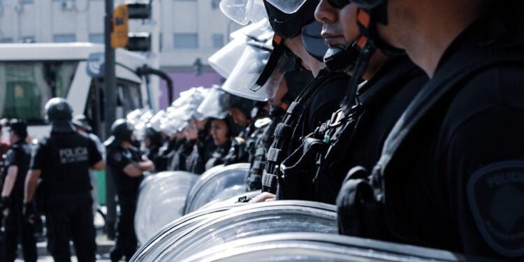police guarding the street